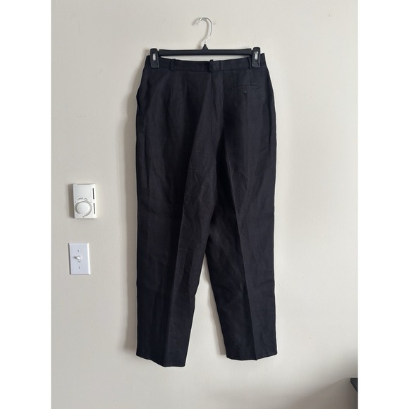 Talbots Size 12 100% Irish Linen Pants Black Trousers Fully Lined Preppy Summer - Picture 5 of 5